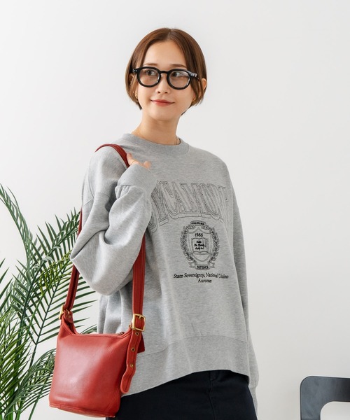 fort point(フォーポイント)の「【C-FORT POINT/フォートポイント】カレッジロゴ ステッチ刺繍トレーナー(スウェット・レディース・杢グレー/チャコールグレー/ライトグレー・FREE)」の11枚目の写真