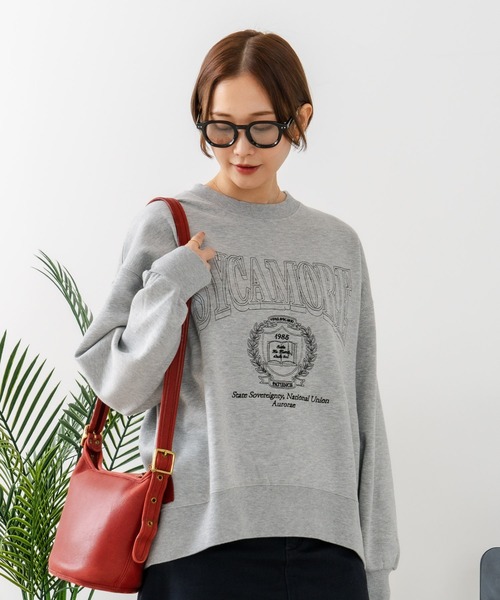 fort point(フォーポイント)の「【C-FORT POINT/フォートポイント】カレッジロゴ ステッチ刺繍トレーナー(スウェット・レディース・杢グレー/チャコールグレー/ライトグレー・FREE)」の12枚目の写真
