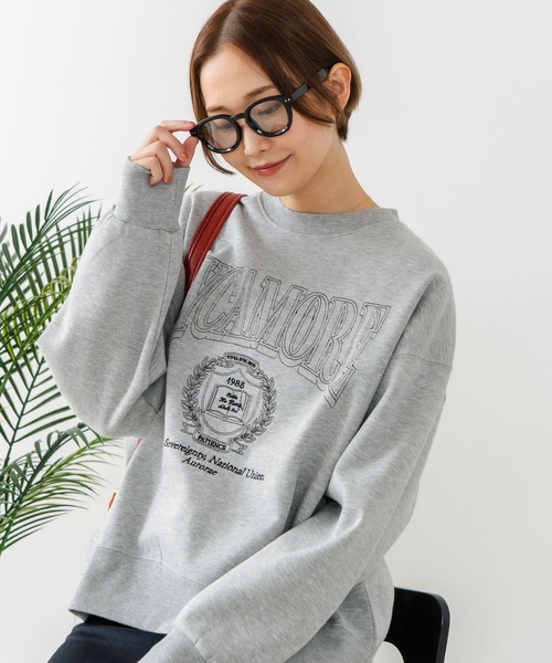 fort point(フォーポイント)の「【C-FORT POINT/フォートポイント】カレッジロゴ ステッチ刺繍トレーナー(スウェット・レディース・杢グレー/チャコールグレー/ライトグレー・FREE)」の6枚目の写真