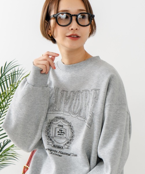 fort point(フォーポイント)の「【C-FORT POINT/フォートポイント】カレッジロゴ ステッチ刺繍トレーナー(スウェット・レディース・杢グレー/チャコールグレー/ライトグレー・FREE)」の7枚目の写真