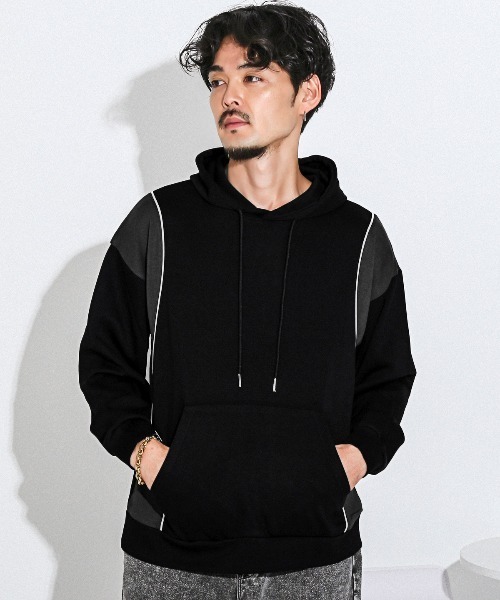 LUXSTYLE(ラグスタイル)の「UVカットストレッチ切替パーカー(パーカー・メンズ・ブラック/チャコールグレー/ホワイト・L/XL/M)」の6枚目の写真