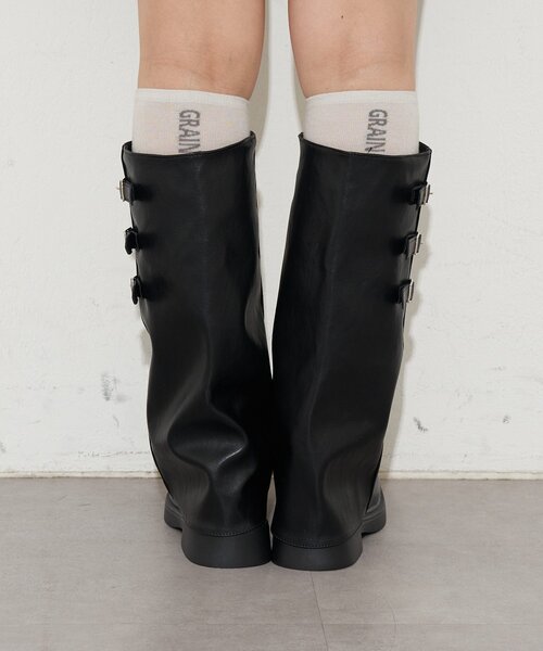 CIAOPANIC（チャオパニック）の「サイドベルトカバーロングブーツ（ブーツ・レディース・ブラック/ブラウン・35/37/39）」の6枚目の写真