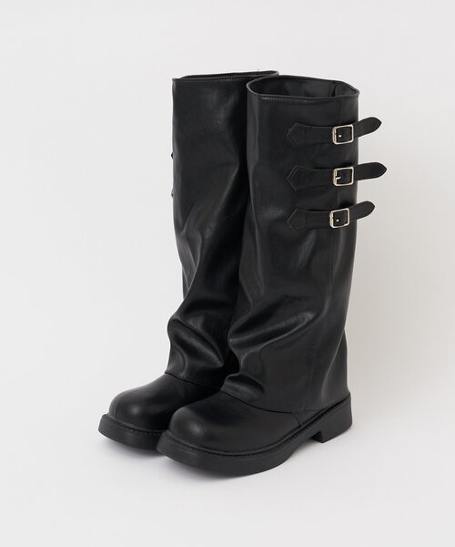 CIAOPANIC（チャオパニック）の「サイドベルトカバーロングブーツ（ブーツ・レディース・ブラック/ブラウン・35/37/39）」の8枚目の写真