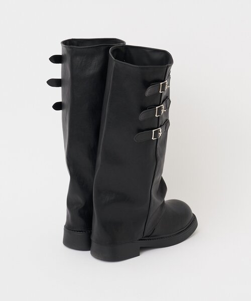 CIAOPANIC（チャオパニック）の「サイドベルトカバーロングブーツ（ブーツ・レディース・ブラック/ブラウン・35/37/39）」の10枚目の写真