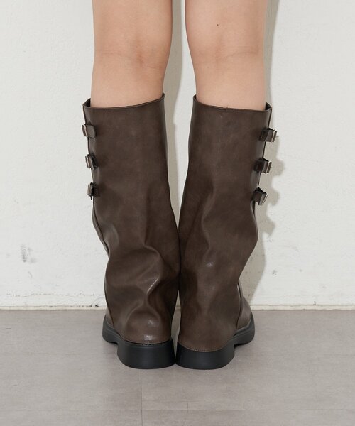 CIAOPANIC（チャオパニック）の「サイドベルトカバーロングブーツ（ブーツ・レディース・ブラック/ブラウン・35/37/39）」の18枚目の写真