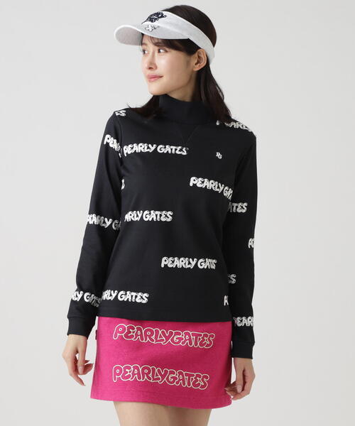 PEARLY GATES】Cソロナ裏毛長袖ハイネックカットソー ＜ぷっくりロゴ柄