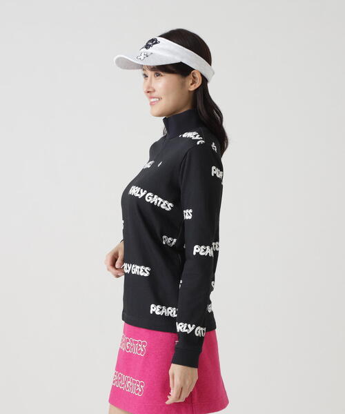 PEARLY GATES】Cソロナ裏毛長袖ハイネックカットソー ＜ぷっくりロゴ柄