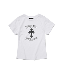 CHECKERED CROSS CROP TEE [WHITE]