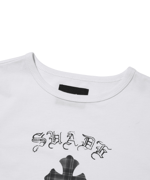 suade（スエード）の「CHECKERED CROSS CROP TEE [WHITE]（Tシャツ/カットソー・レディース・その他・FREE）」の3枚目の写真