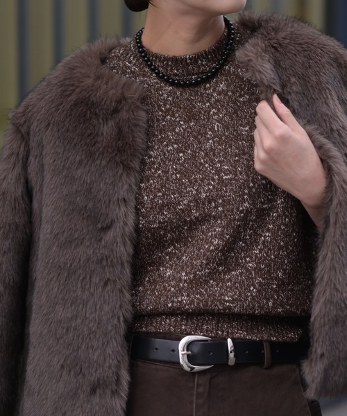 Marient（マリエント）の「ブークレショートスリーブKT（ニット/セーター・レディース・ライトグレー/ブラウン/ブラック・FREE）」の4枚目の写真