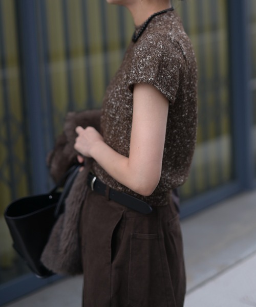 Marient（マリエント）の「ブークレショートスリーブKT（ニット/セーター・レディース・ライトグレー/ブラウン/ブラック・FREE）」の6枚目の写真