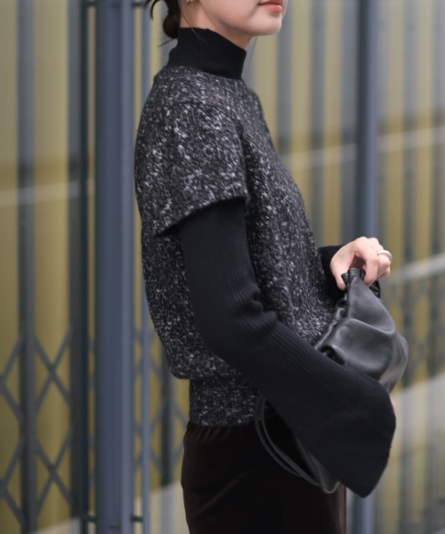 Marient（マリエント）の「ブークレショートスリーブKT（ニット/セーター・レディース・ライトグレー/ブラウン/ブラック・FREE）」の13枚目の写真