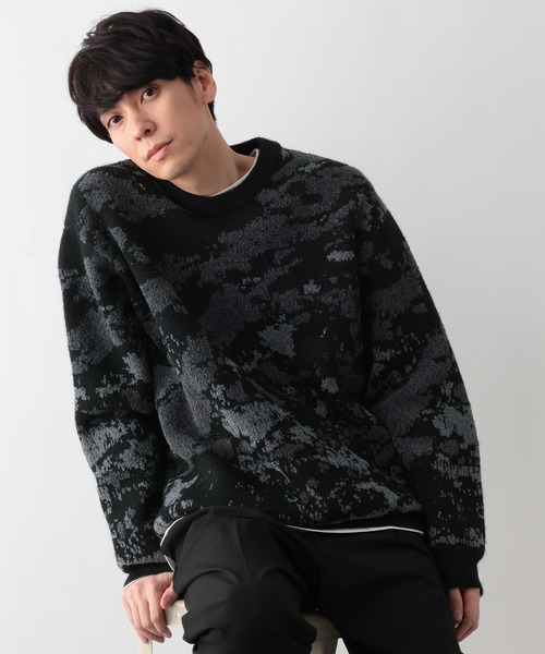 ALCOTT&CO アルコット ボタンセーター ニット 総柄 タグ付き 美品 セール】アブストラクトモールニット/581059（ニット/セーター