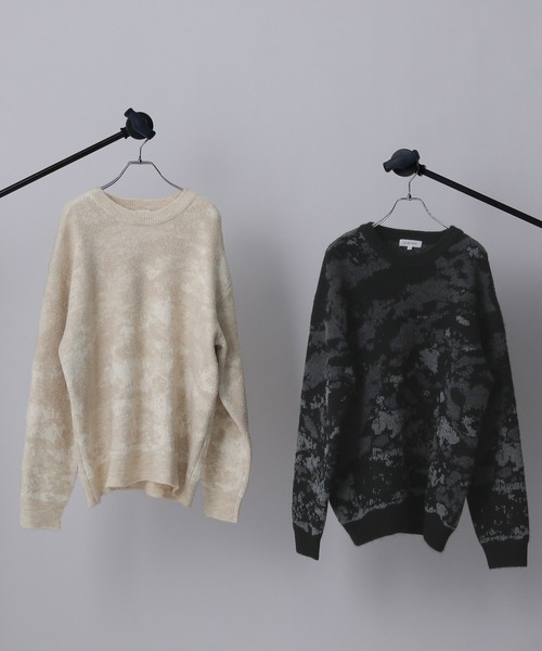 GLOBAL WORK(グローバルワーク)の「アブストラクトモールニット/581059(ニット/セーター・メンズ・アイボリー/ブラック×グレー・LARGE/MEDIUM/SMALL/X-LARGE)」の3枚目の写真