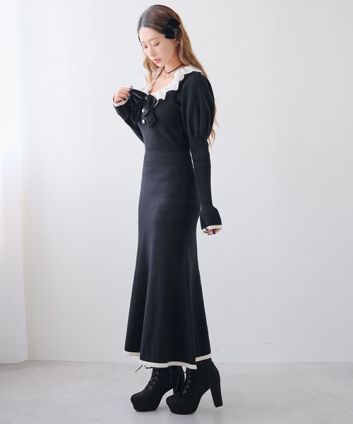 DearMyLoveRose(ディアマイラブローズ)の「マルチWAY配色ニットワンピース【大きいサイズ有り】(ワンピース・レディース・ブラック/グレー・M-L/LL~3L/L~LL)」の17枚目の写真