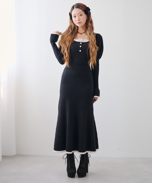 DearMyLoveRose(ディアマイラブローズ)の「マルチWAY配色ニットワンピース【大きいサイズ有り】(ワンピース・レディース・ブラック/グレー・M-L/LL~3L/L~LL)」の19枚目の写真