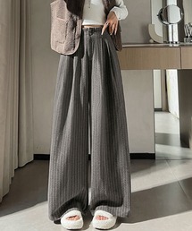 ストライプワイドスラックスパンツ