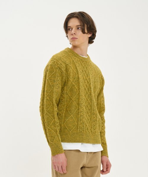 BLOND9(ブロンドナイン)の「ウールフィッシャーマンニットセーター_ライムグリーン(ニット/セーター・メンズ・その他・LARGE/MEDIUM/X-LARGE)」の3枚目の写真