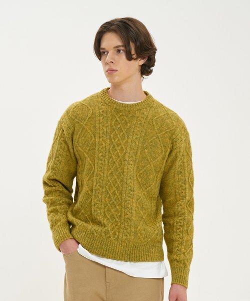 BLOND9(ブロンドナイン)の「ウールフィッシャーマンニットセーター_ライムグリーン(ニット/セーター・メンズ・その他・LARGE/MEDIUM/X-LARGE)」の4枚目の写真