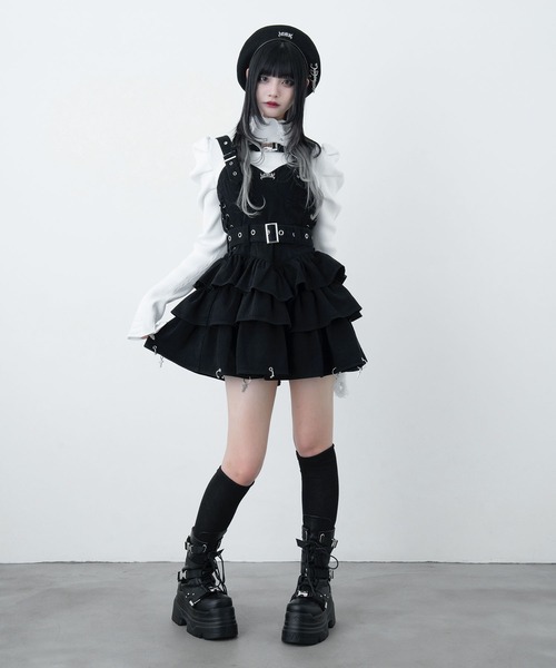 セール】デニムチャームワンピ（ジャンパースカート）｜LAZYSLAY