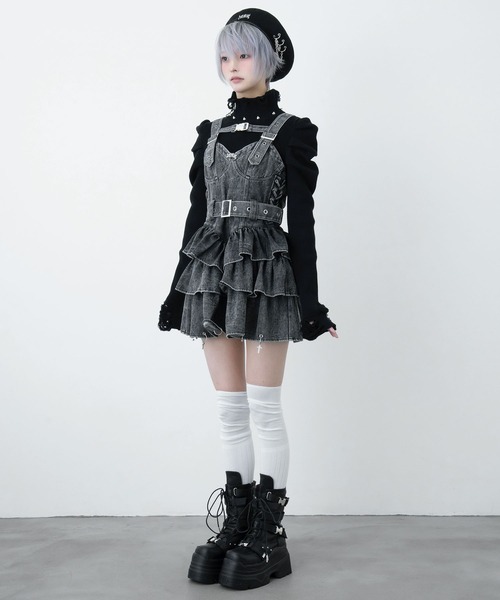 セール】デニムチャームワンピ（ジャンパースカート）｜LAZYSLAY