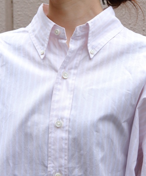 THE SHINZONE(ザ シンゾーン)の「THE SHINZONE/シンゾーン ストライプダディシャツ STRIPED DADDY SHIRT 26MMSBL01(シャツ/ブラウス・レディース・ピンク・FREE)」の2枚目の写真