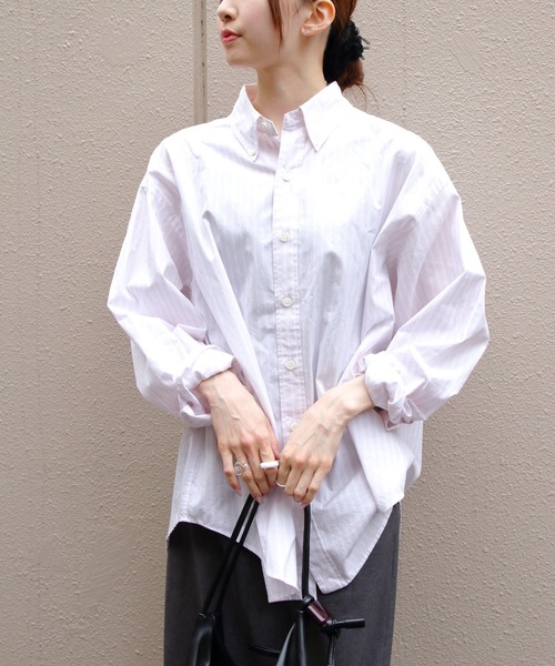 THE SHINZONE(ザ シンゾーン)の「THE SHINZONE/シンゾーン ストライプダディシャツ STRIPED DADDY SHIRT 26MMSBL01(シャツ/ブラウス・レディース・ピンク・FREE)」の4枚目の写真