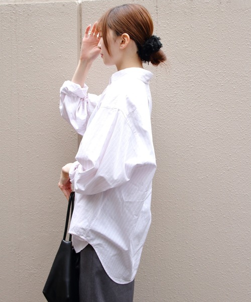 THE SHINZONE(ザ シンゾーン)の「THE SHINZONE/シンゾーン ストライプダディシャツ STRIPED DADDY SHIRT 26MMSBL01(シャツ/ブラウス・レディース・ピンク・FREE)」の5枚目の写真