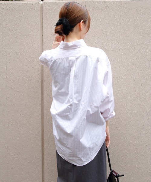 THE SHINZONE(ザ シンゾーン)の「THE SHINZONE/シンゾーン ストライプダディシャツ STRIPED DADDY SHIRT 26MMSBL01(シャツ/ブラウス・レディース・ピンク・FREE)」の6枚目の写真