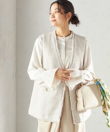 SHIPS（シップス）の「トライスピン 杢 ツイード カラーレス ジレ（セレモニー対応可）（ベスト）」