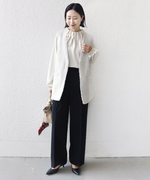 トライスピン 杢 ツイード カラーレス ジレ（セレモニー対応可