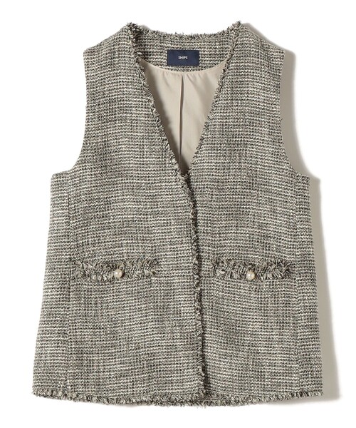 トライスピン 杢 ツイード カラーレス ジレ（セレモニー対応可