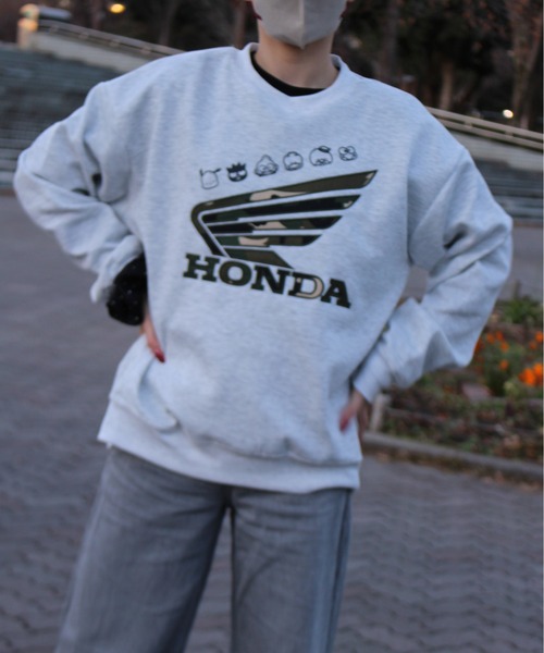 sanrio（サンリオ）の「【HONDA/ホンダ×Sanrio/サンリオ】HONDA×はぴだんぶい　リップルダンボールサガラ刺繍スウェットクルー（スウェット・メンズ・ブラック/オートミール/ブラウン/ライトグリーン・MEDIUM/LARGE）」の10枚目の写真