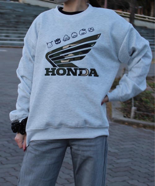 sanrio（サンリオ）の「【HONDA/ホンダ×Sanrio/サンリオ】HONDA×はぴだんぶい　リップルダンボールサガラ刺繍スウェットクルー（スウェット・メンズ・ブラック/オートミール/ブラウン/ライトグリーン・MEDIUM/LARGE）」の11枚目の写真