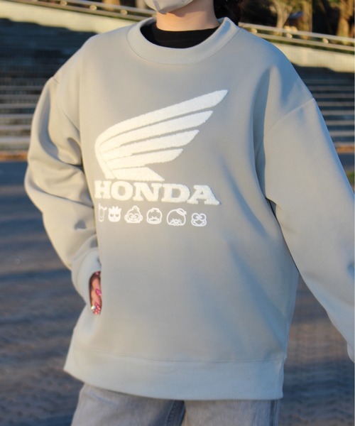 sanrio（サンリオ）の「【HONDA/ホンダ×Sanrio/サンリオ】HONDA×はぴだんぶい　リップルダンボールサガラ刺繍スウェットクルー（スウェット・メンズ・ブラック/オートミール/ブラウン/ライトグリーン・MEDIUM/LARGE）」の12枚目の写真