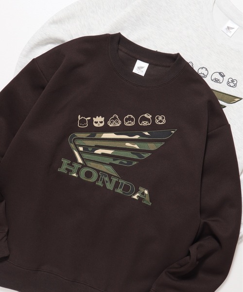 sanrio（サンリオ）の「【HONDA/ホンダ×Sanrio/サンリオ】HONDA×はぴだんぶい　リップルダンボールサガラ刺繍スウェットクルー（スウェット・メンズ・ブラック/オートミール/ブラウン/ライトグリーン・MEDIUM/LARGE）」の6枚目の写真