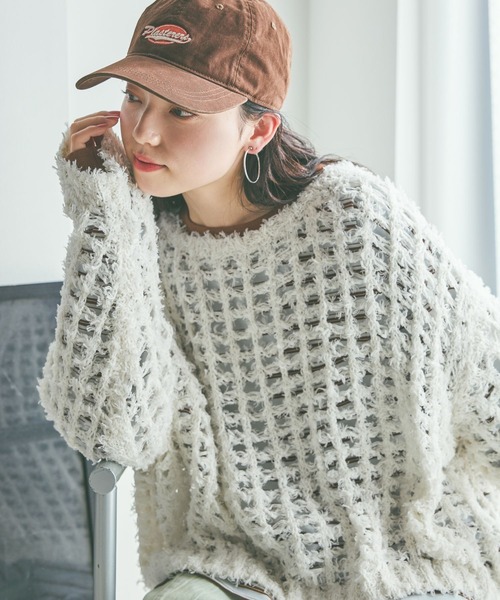 niko and...(ニコアンド)の「コットンフェザーニットプルオーバー(ニット/セーター・レディース・ピンク/ネイビー/オフホワイト・FREE)」の1枚目の写真