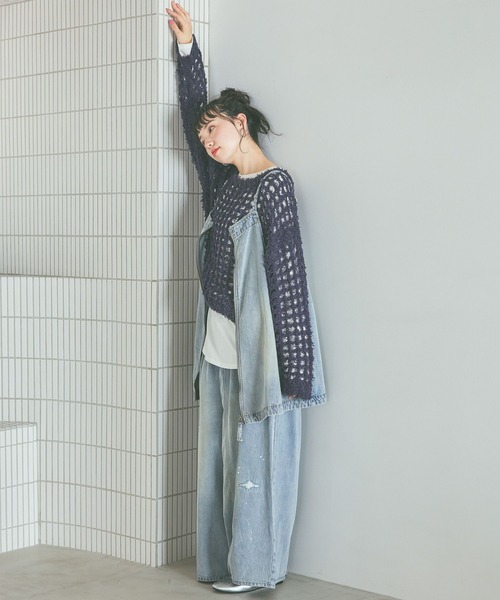 niko and...(ニコアンド)の「コットンフェザーニットプルオーバー(ニット/セーター・レディース・ピンク/ネイビー/オフホワイト・FREE)」の10枚目の写真