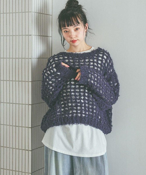 niko and...(ニコアンド)の「コットンフェザーニットプルオーバー(ニット/セーター・レディース・ピンク/ネイビー/オフホワイト・FREE)」の13枚目の写真