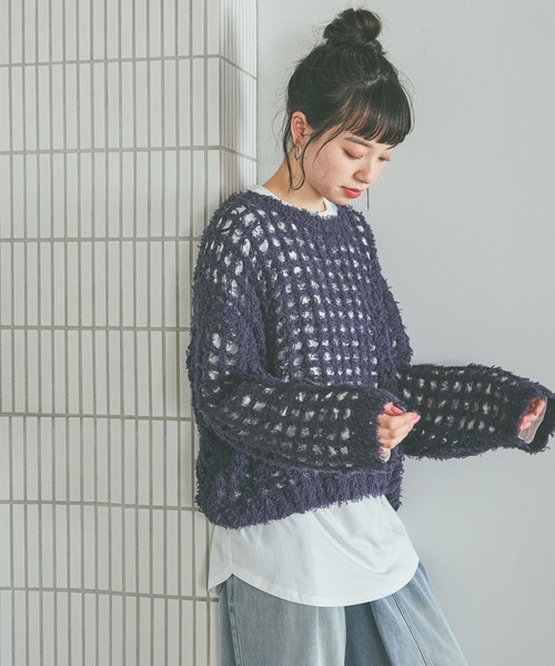 niko and...(ニコアンド)の「コットンフェザーニットプルオーバー(ニット/セーター・レディース・ピンク/ネイビー/オフホワイト・FREE)」の14枚目の写真