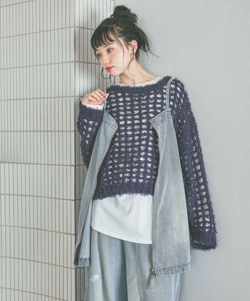 niko and...(ニコアンド)の「コットンフェザーニットプルオーバー(ニット/セーター・レディース・ピンク/ネイビー/オフホワイト・FREE)」の16枚目の写真