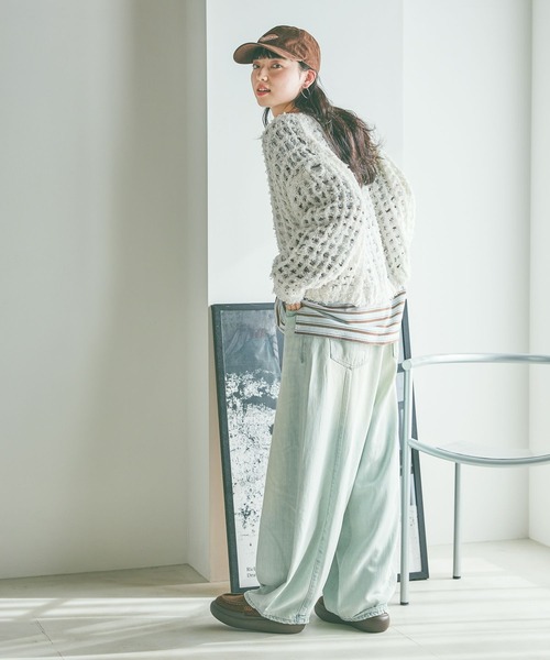 niko and...(ニコアンド)の「コットンフェザーニットプルオーバー(ニット/セーター・レディース・ピンク/ネイビー/オフホワイト・FREE)」の6枚目の写真