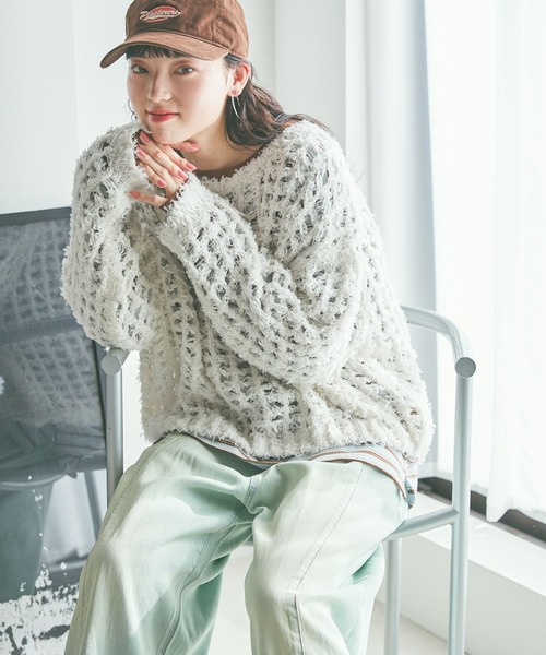 niko and...(ニコアンド)の「コットンフェザーニットプルオーバー(ニット/セーター・レディース・ピンク/ネイビー/オフホワイト・FREE)」の8枚目の写真