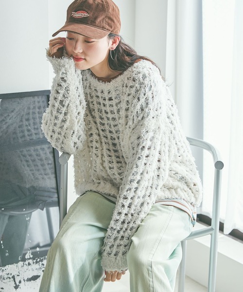 niko and...(ニコアンド)の「コットンフェザーニットプルオーバー(ニット/セーター・レディース・ピンク/ネイビー/オフホワイト・FREE)」の9枚目の写真