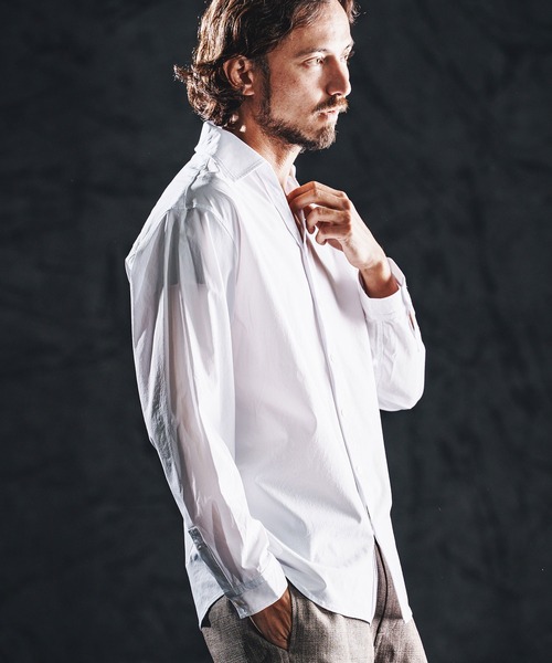 wjk reluxe(ダブルジェーケーリラックス)の「ms6363-cool touch LS V neck shirts シャツ(WR26S-06)(シャツ/ブラウス・メンズ・ブラック/ホワイト/ネイビー・L/M/S)」の1枚目の写真
