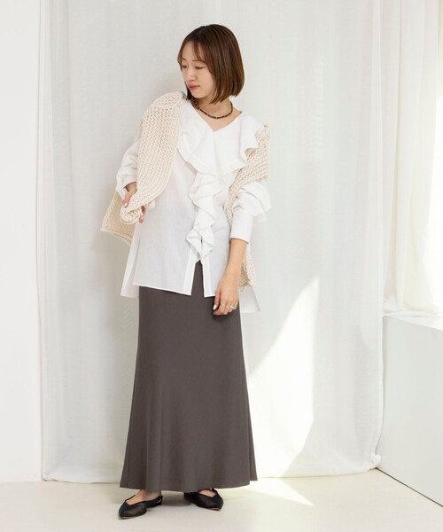 NOLLEY’S（ノーリーズ）の「ウォッシャブルラッフルカラーブラウス（シャツ/ブラウス・レディース・ブラック系その他/ホワイト系その他2/ホワイト・FREE）」の4枚目の写真