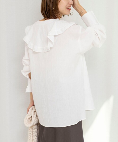 NOLLEY’S（ノーリーズ）の「ウォッシャブルラッフルカラーブラウス（シャツ/ブラウス・レディース・ブラック系その他/ホワイト系その他2/ホワイト・FREE）」の8枚目の写真