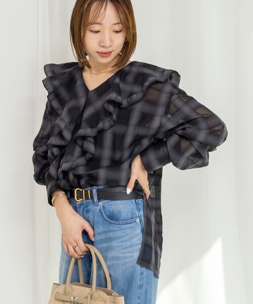 NOLLEY’S（ノーリーズ）の「ウォッシャブルラッフルカラーブラウス（シャツ/ブラウス・レディース・ブラック系その他/ホワイト系その他2/ホワイト・FREE）」の15枚目の写真