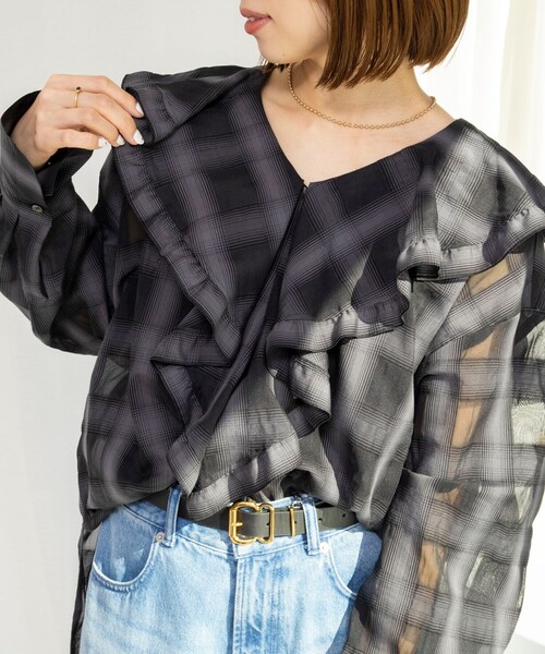 NOLLEY’S（ノーリーズ）の「ウォッシャブルラッフルカラーブラウス（シャツ/ブラウス・レディース・ブラック系その他/ホワイト系その他2/ホワイト・FREE）」の17枚目の写真