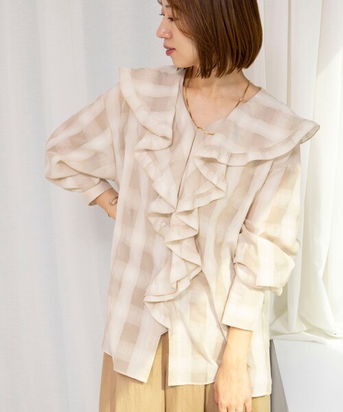 NOLLEY’S（ノーリーズ）の「ウォッシャブルラッフルカラーブラウス（シャツ/ブラウス・レディース・ブラック系その他/ホワイト系その他2/ホワイト・FREE）」の21枚目の写真